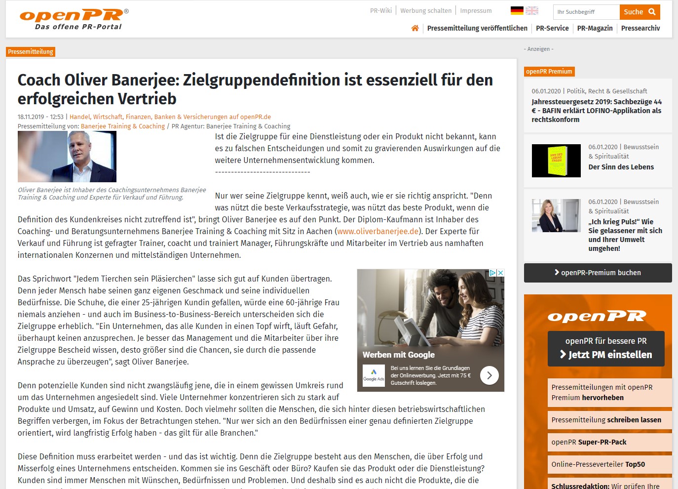 Vertriebstraining Aachen: Zielgruppendefinition ist essenziell für den erfolgreichen Vertrieb