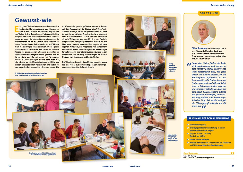 Auszug einer Doppelseite des JET Kontakt #1/2023 Partnermagazins